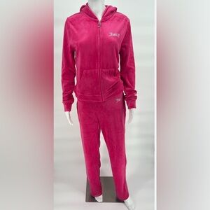 Juicy Couture Fuchsia Velour Set Large, hoodie jacket and pants